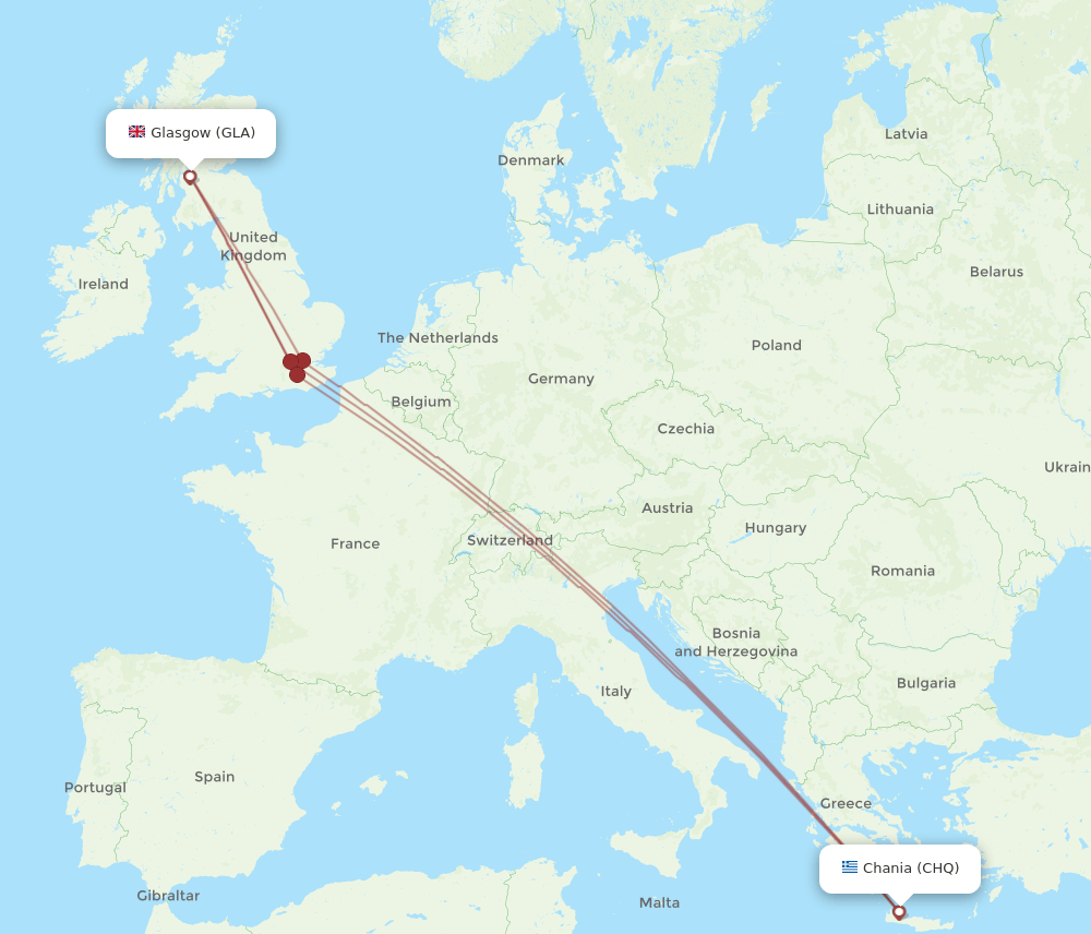 GLA-CHQ flight routes