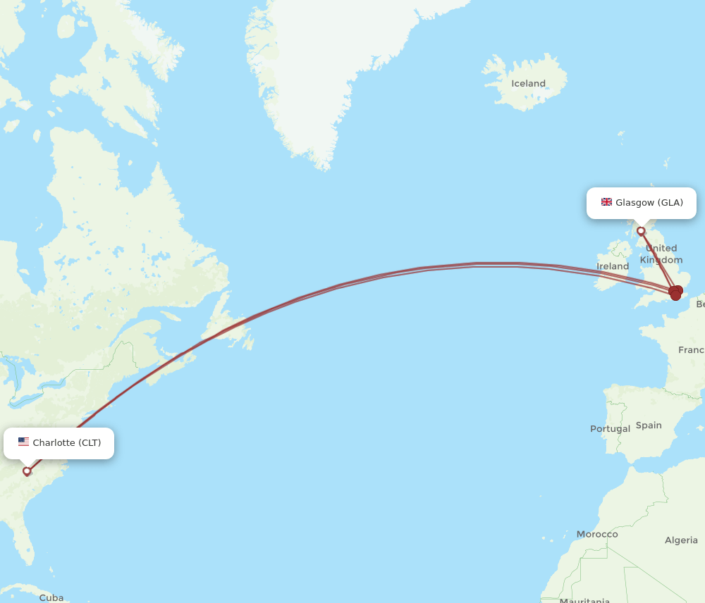 GLA-CLT flight routes