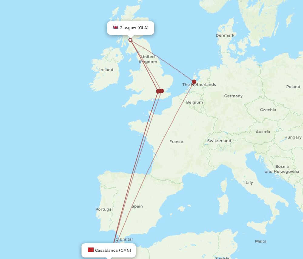 GLA-CMN flight routes