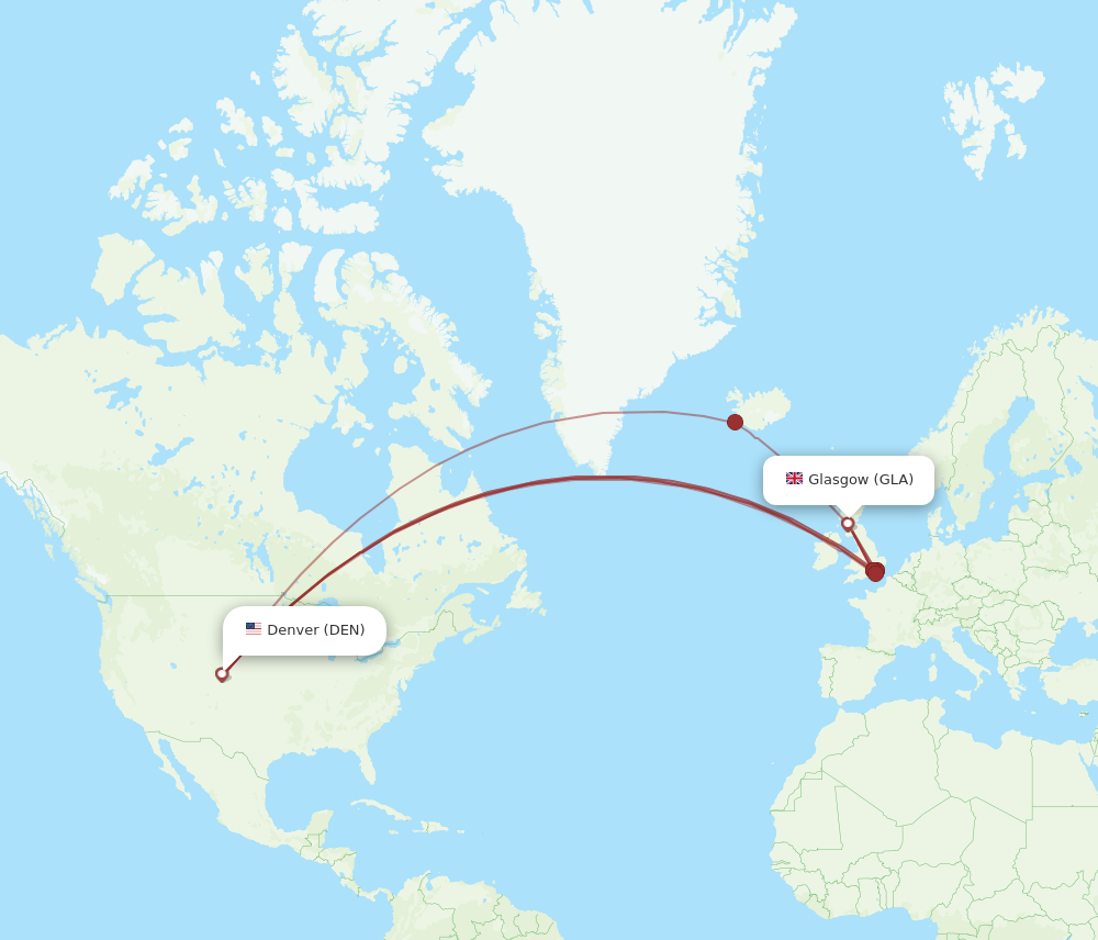 GLA to DEN flights and routes map