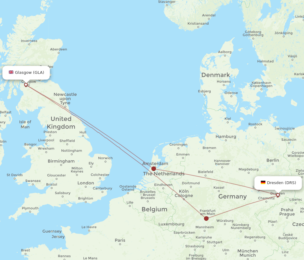 GLA to DRS flights and routes map