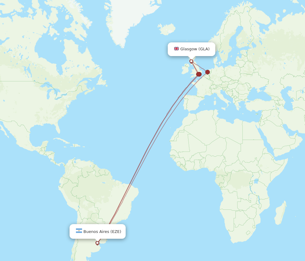 GLA to EZE flights and routes map