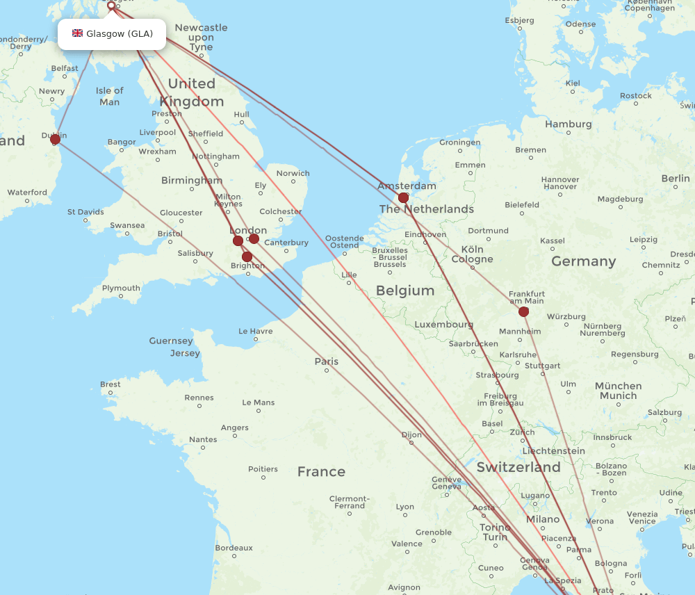 GLA to FCO flights and routes map