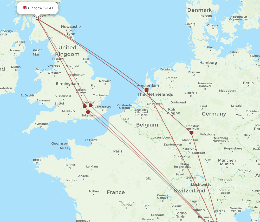 GLA-FLR flight routes