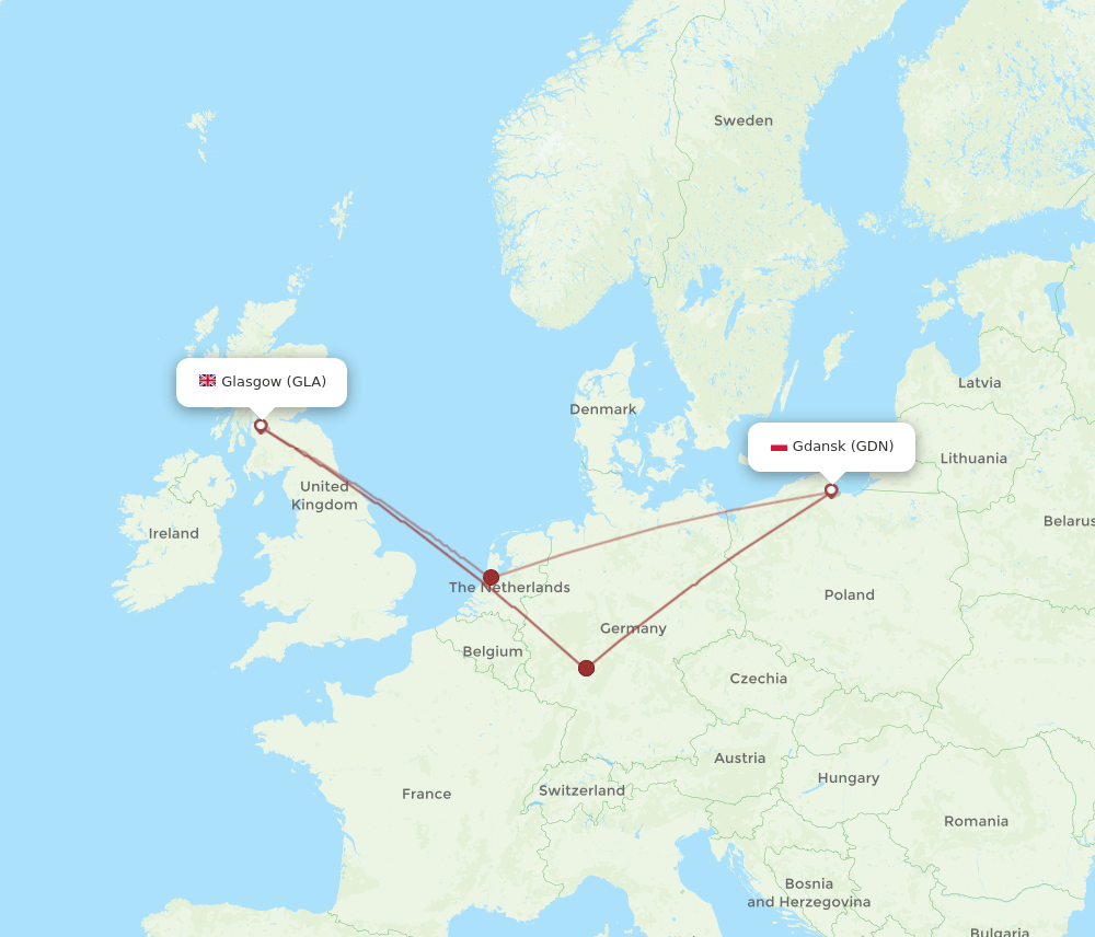 GLA-GDN flight routes