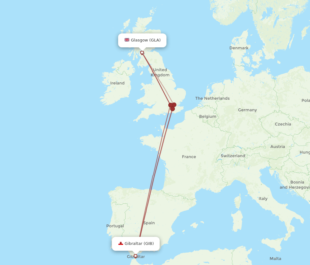 GLA-GIB flight routes