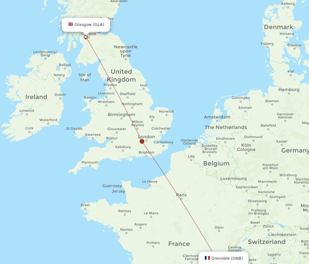 GLA-GNB flight routes