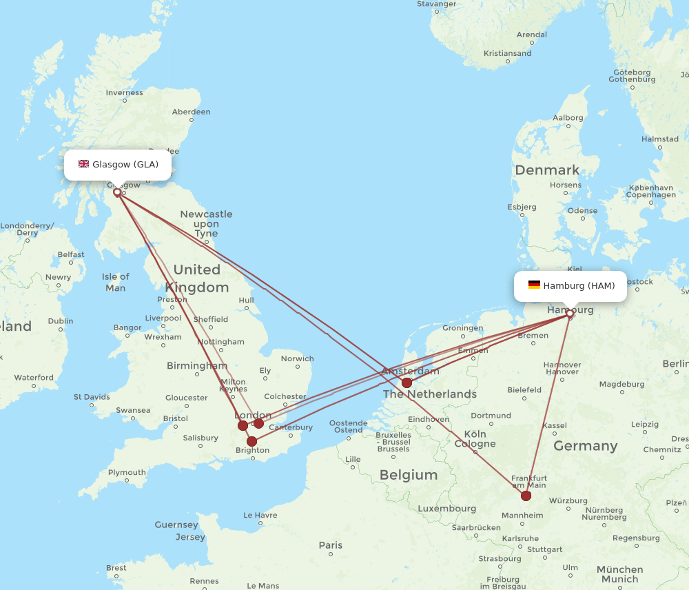 GLA-HAM flight routes