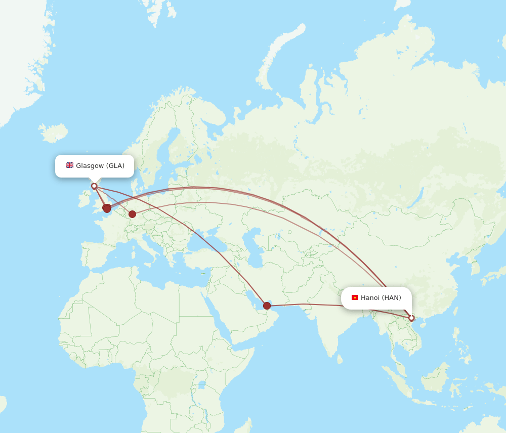 GLA-HAN flight routes