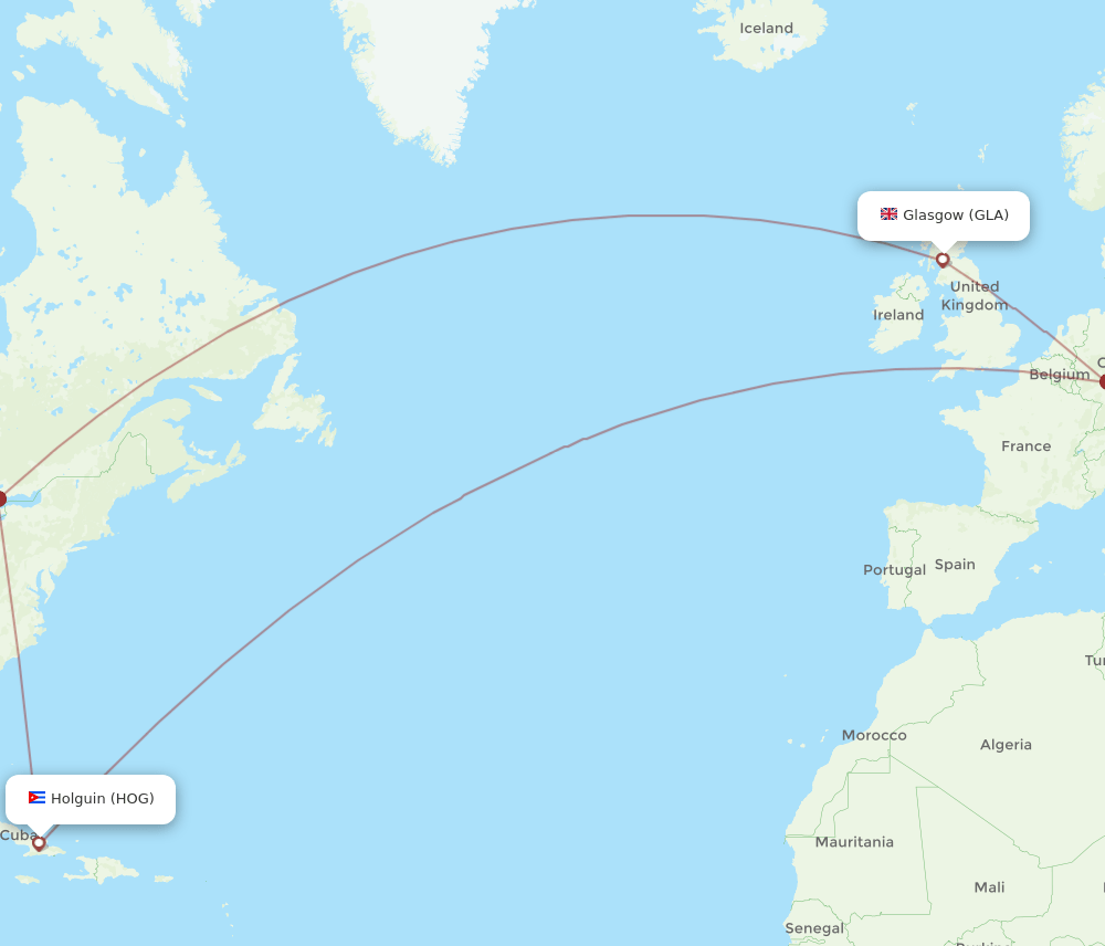 GLA-HOG flight routes