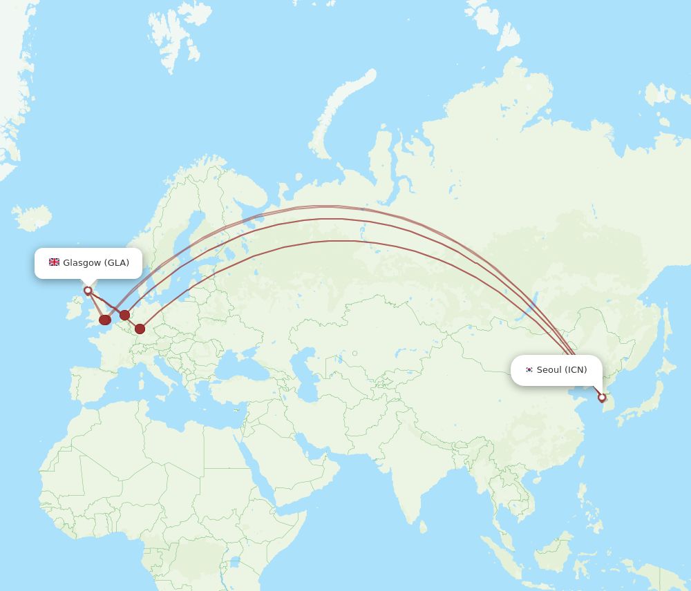 GLA-ICN flight routes