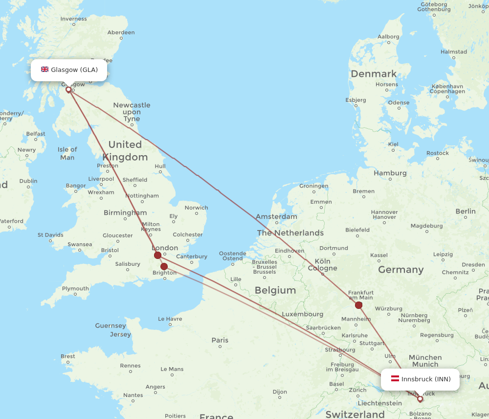 GLA to INN flights and routes map