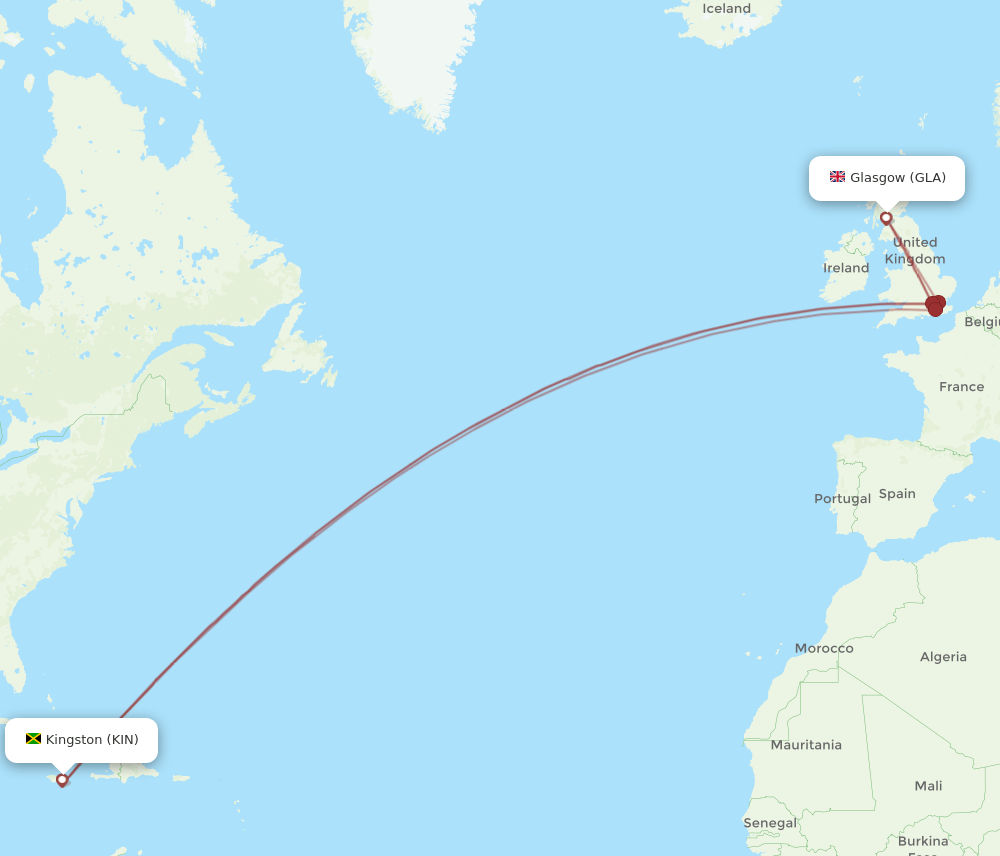 GLA-KIN flight routes