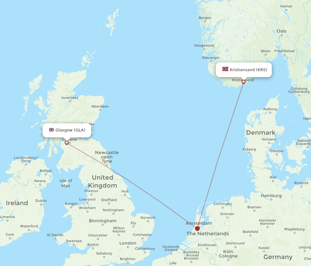 GLA-KRS flight routes