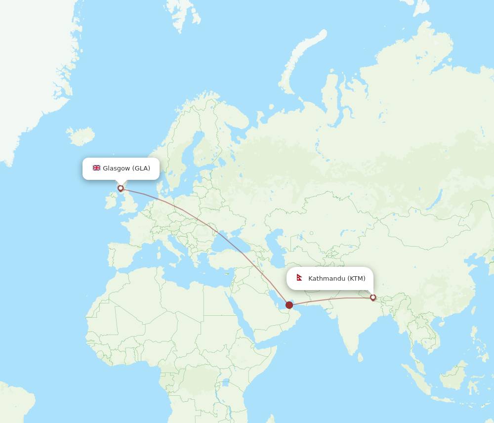 GLA-KTM flight routes