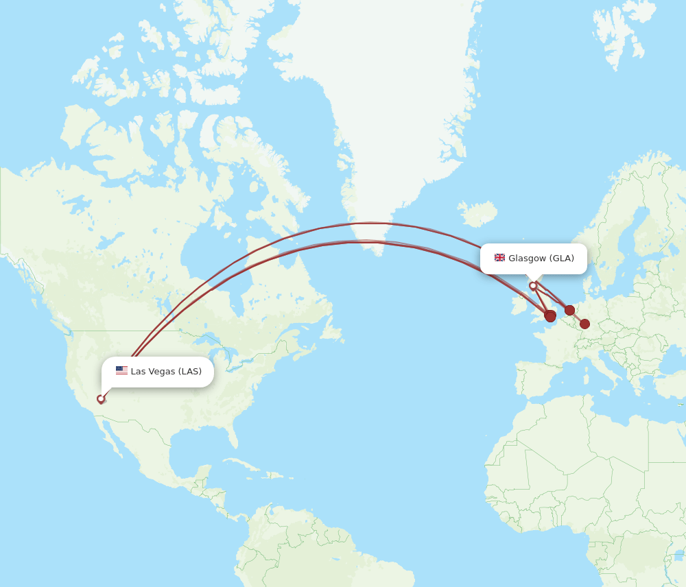 GLA-LAS flight routes