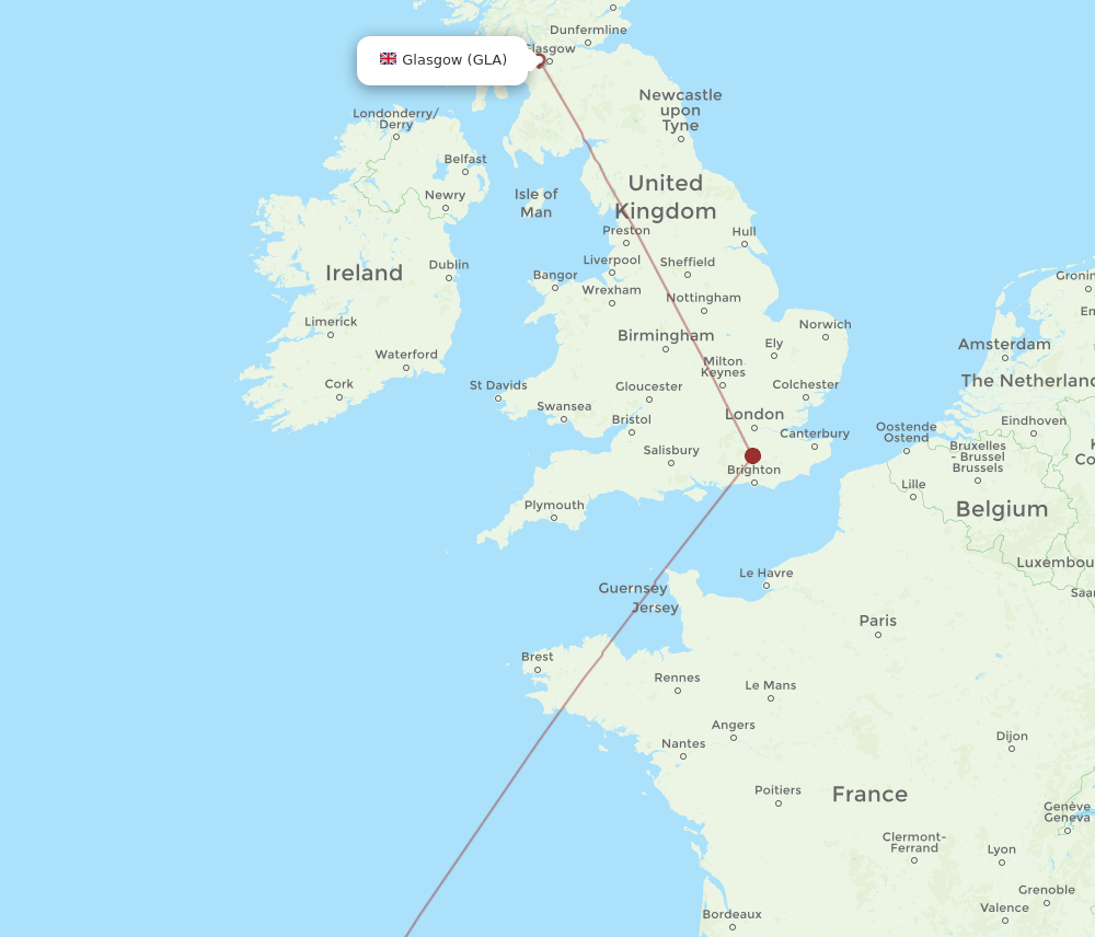 GLA-LCG flight routes