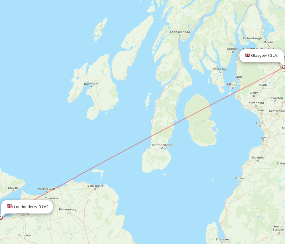 Glasgow - Derry route map and flight paths