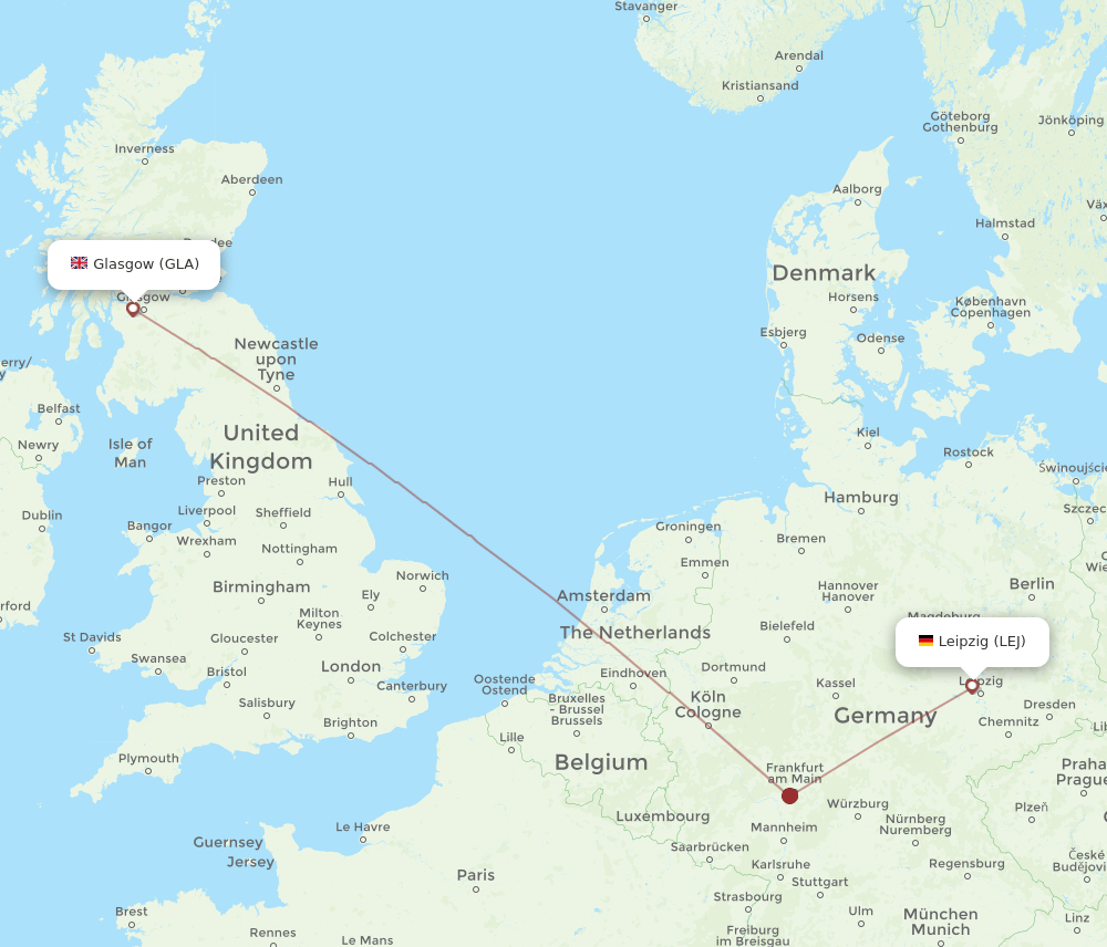 GLA to LEJ flights and routes map