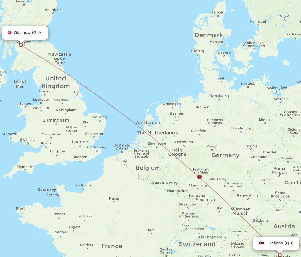 GLA-LJU flight routes