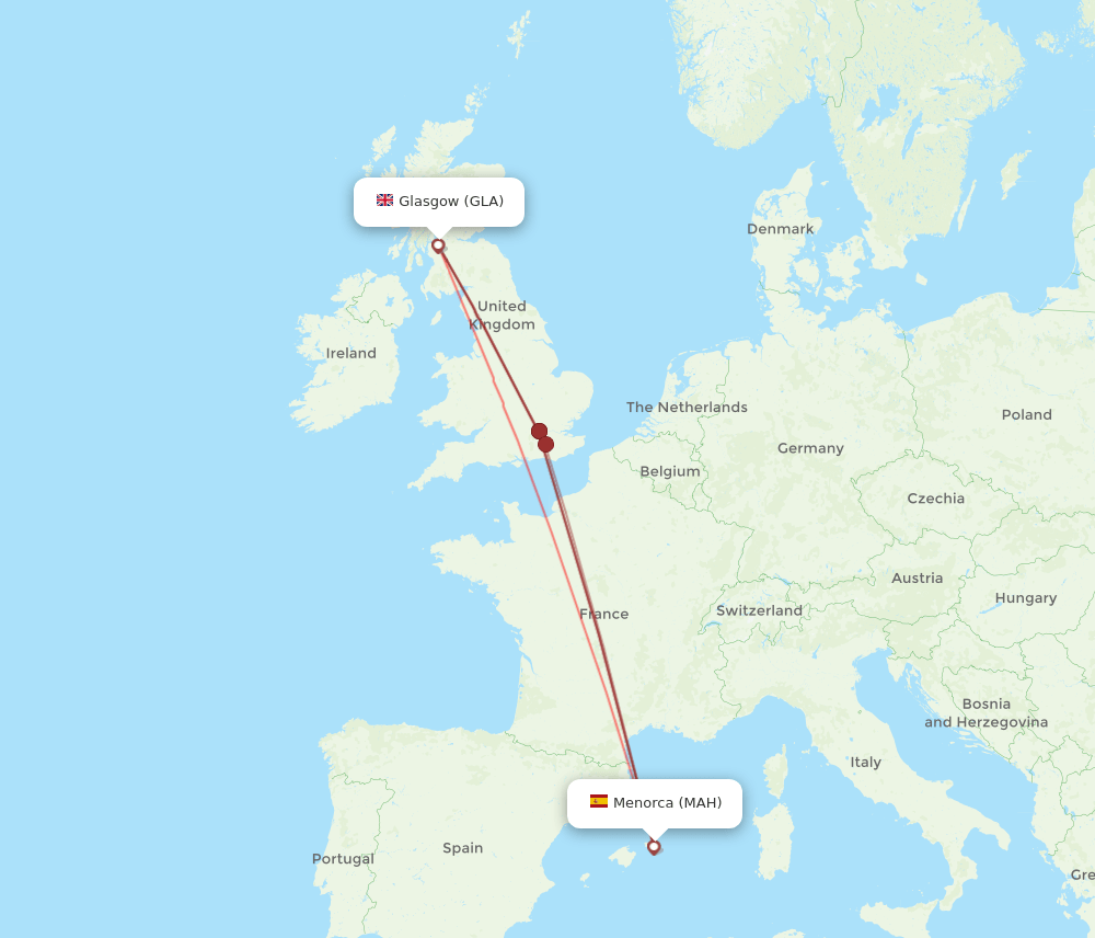 GLA-MAH flight routes