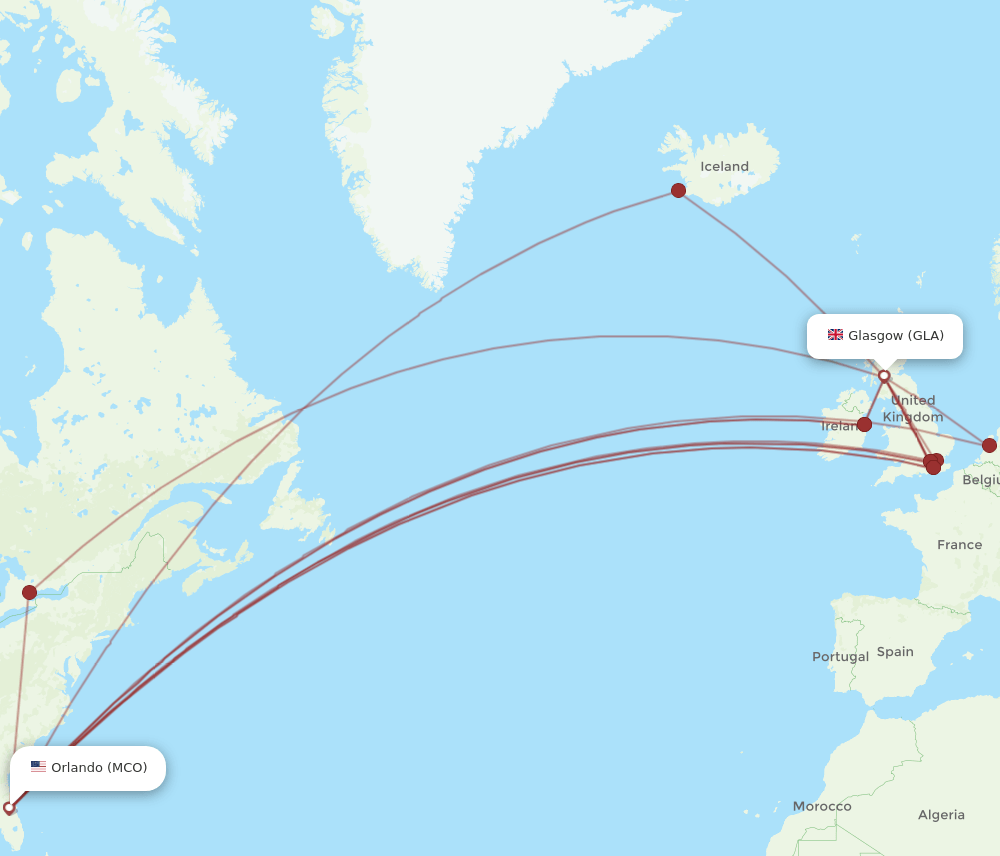 GLA-MCO flight routes