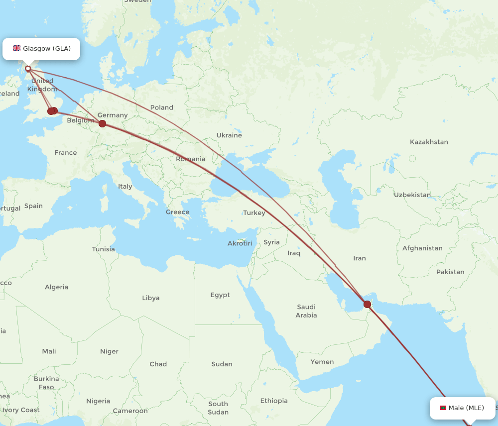 GLA-MLE flight routes