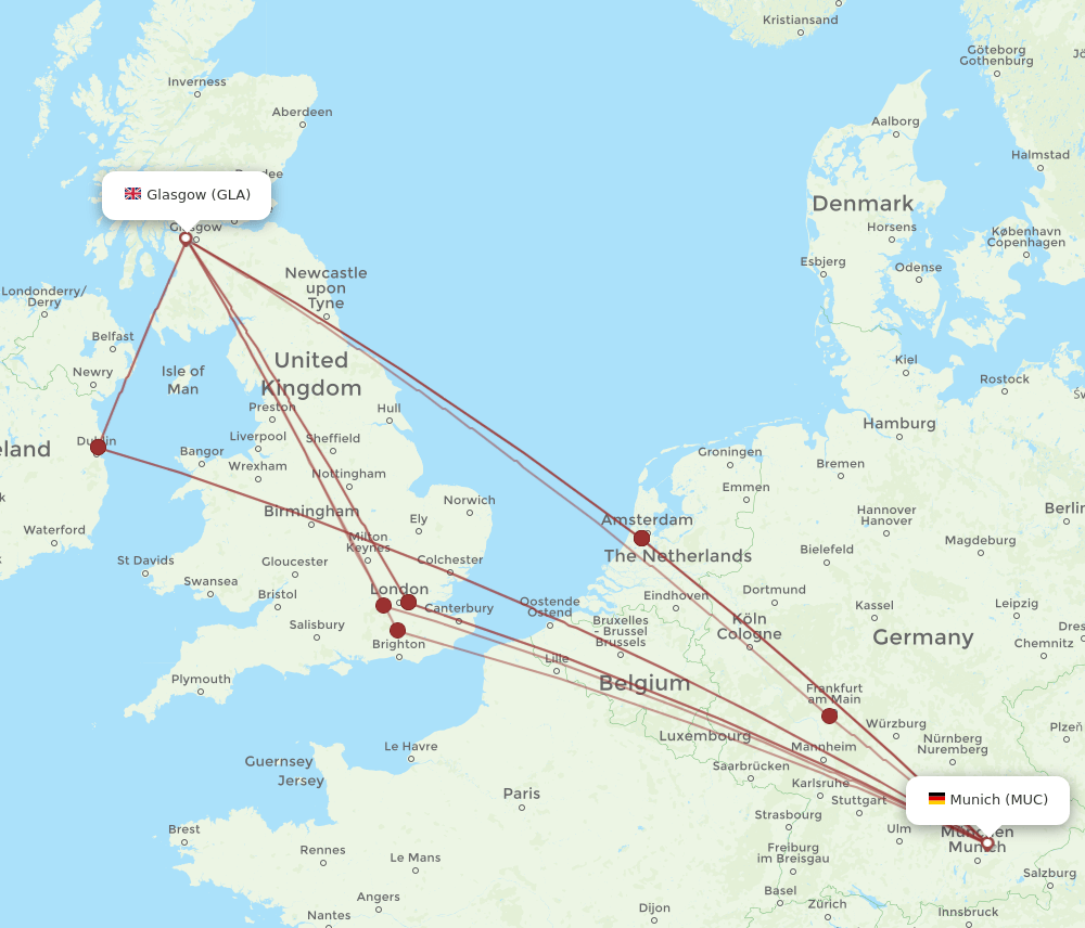 GLA-MUC flight routes