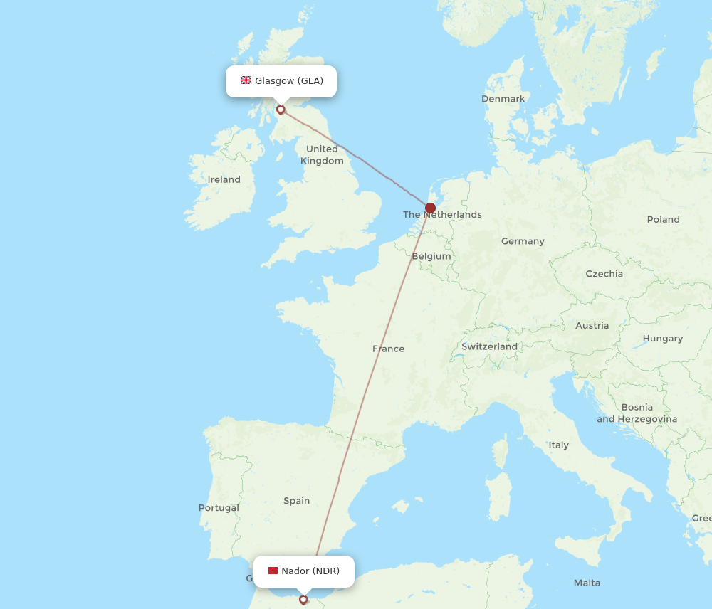 GLA-NDR flight routes