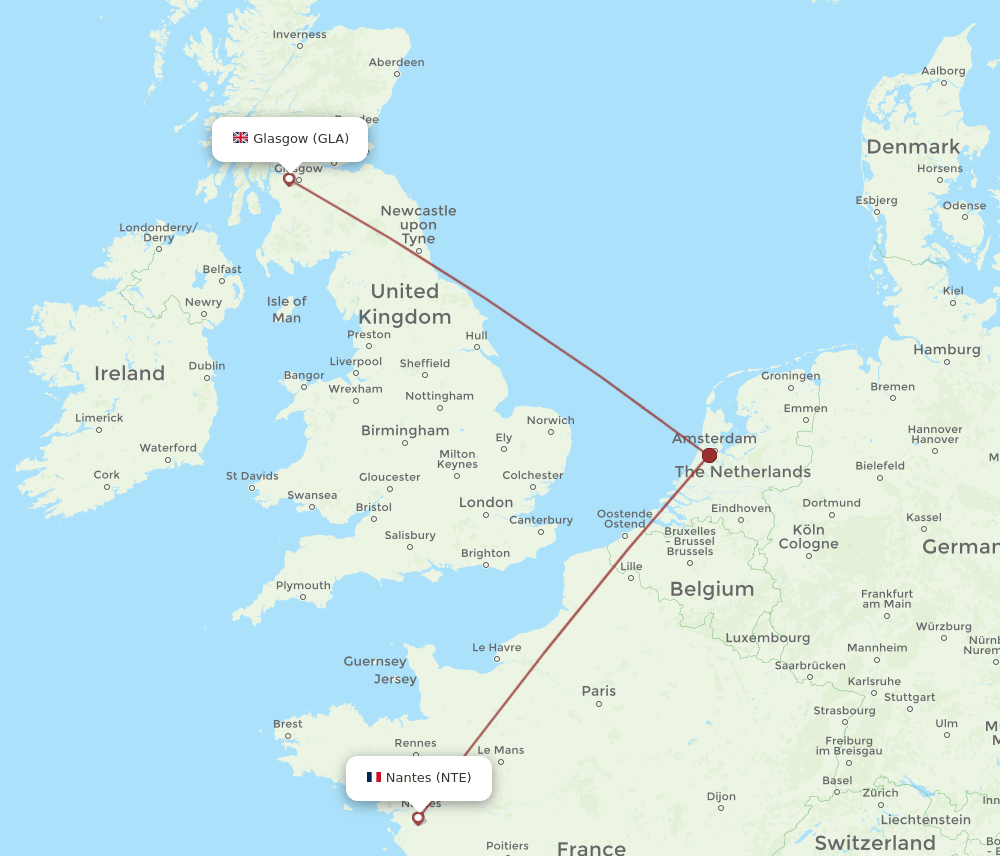 GLA-NTE flight routes