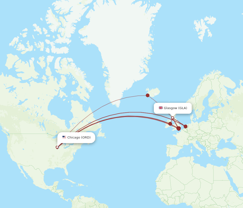 GLA-ORD flight routes