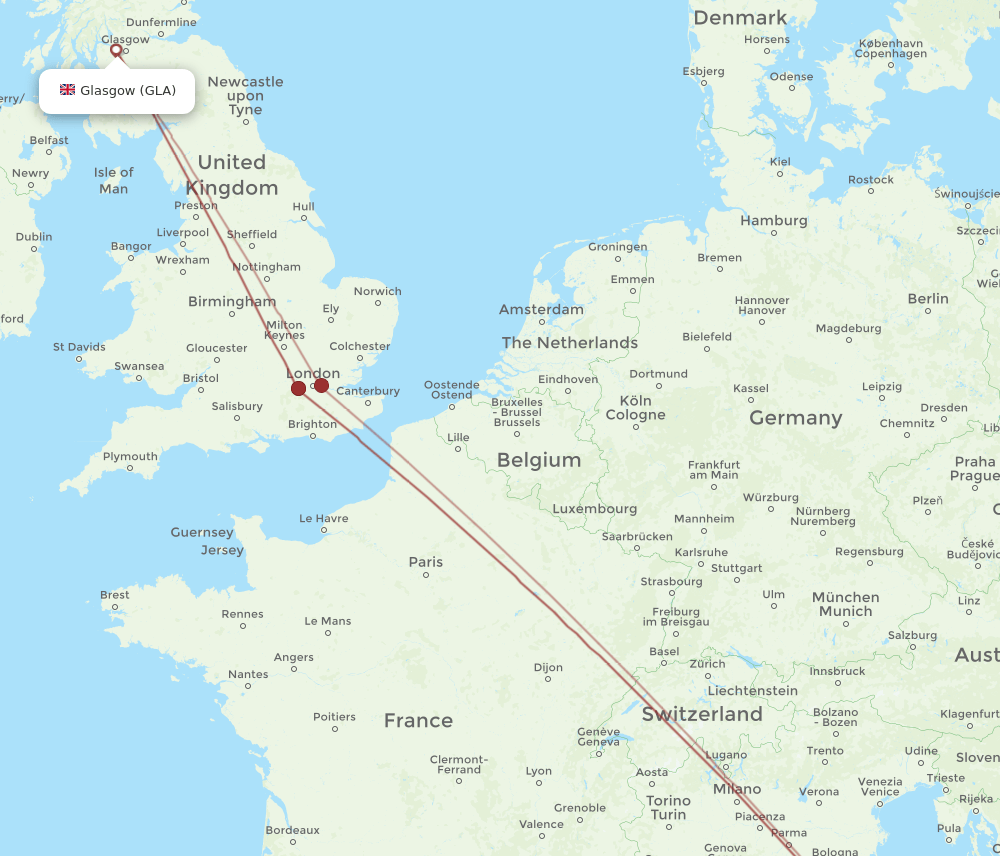 GLA to PEG flights and routes map