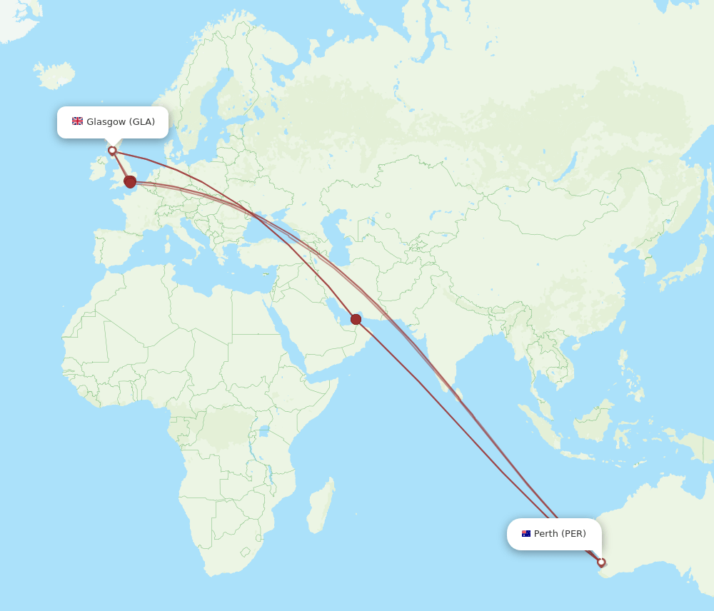 GLA-PER flight routes