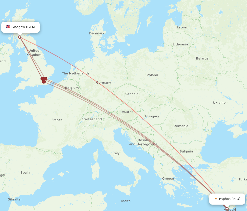 GLA-PFO flight routes