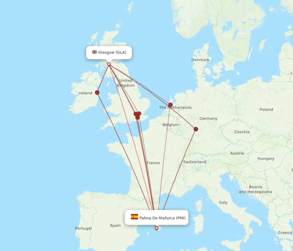 GLA-PMI flight routes