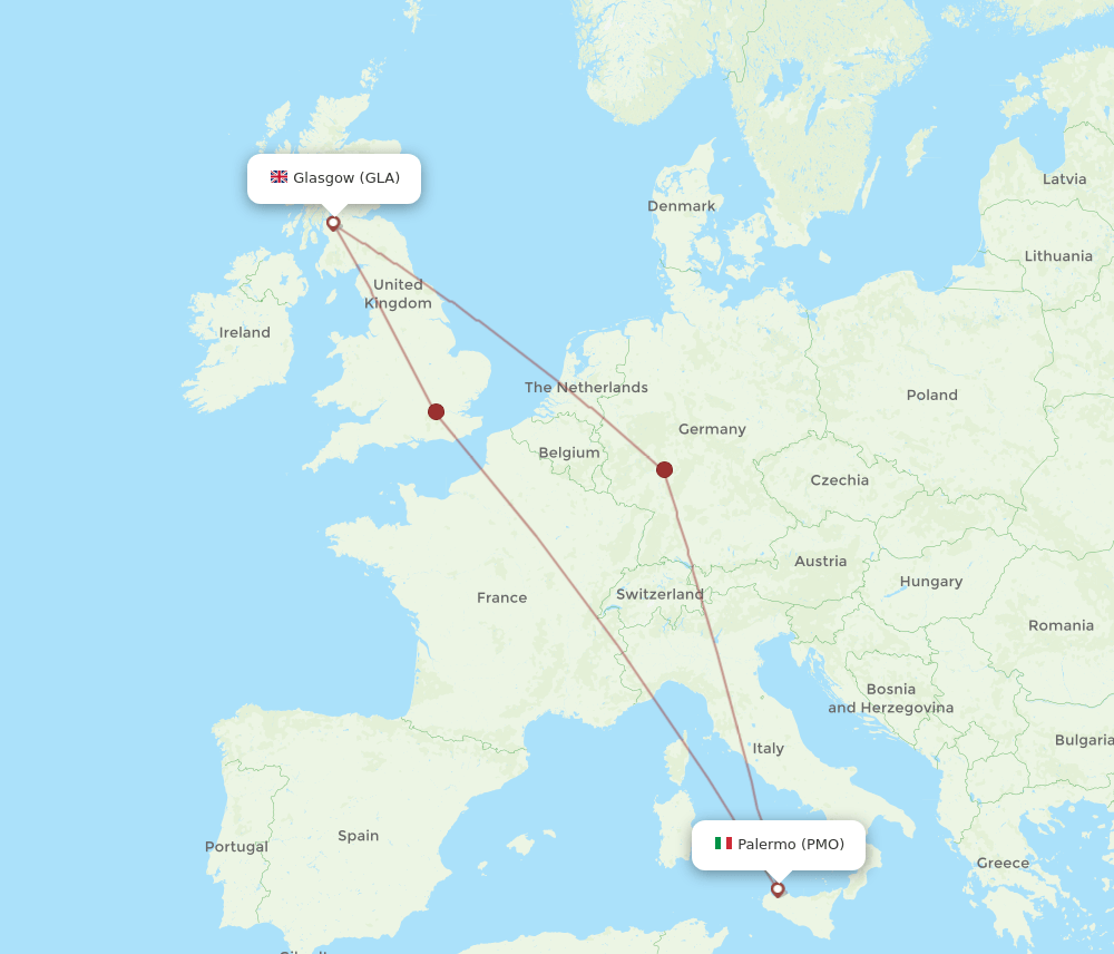 GLA-PMO flight routes