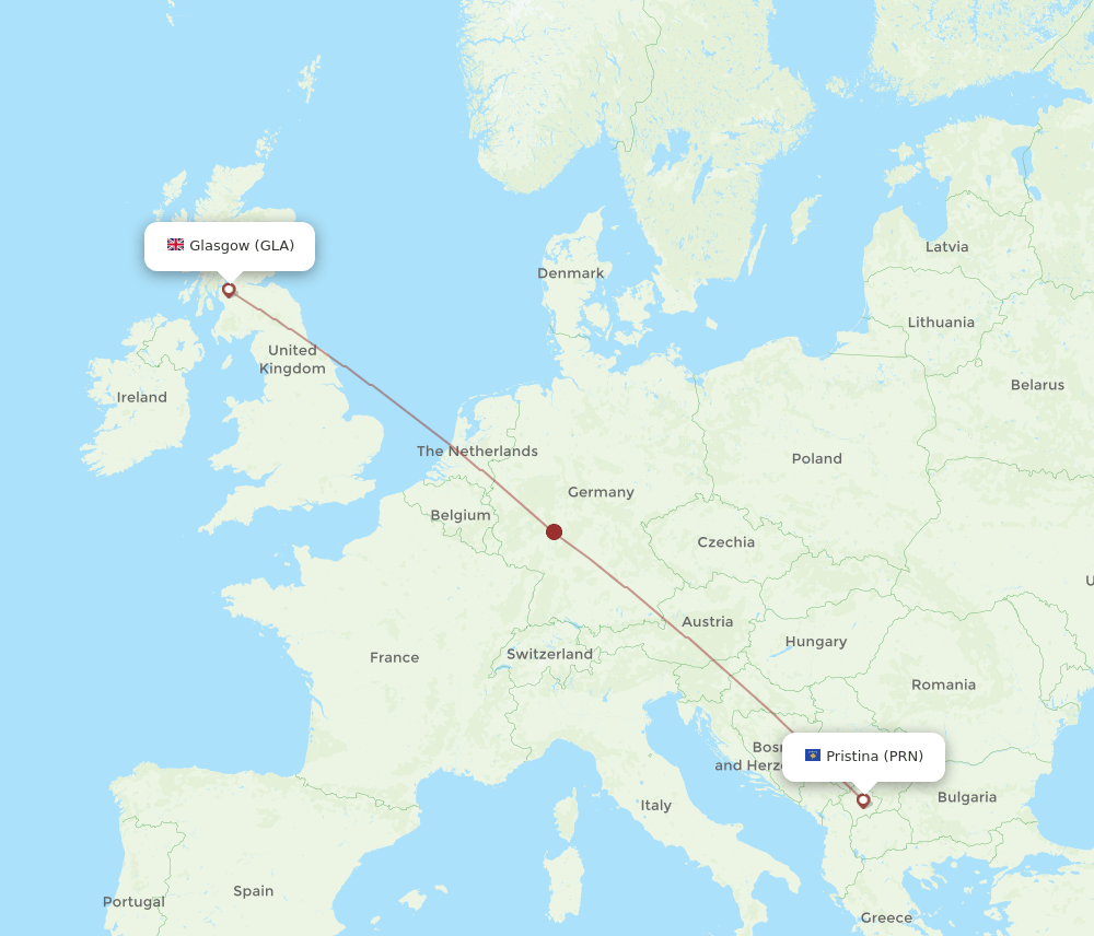 GLA-PRN flight routes