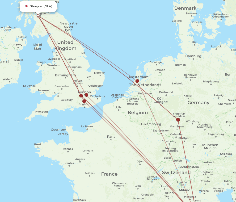 GLA-PSA flight routes