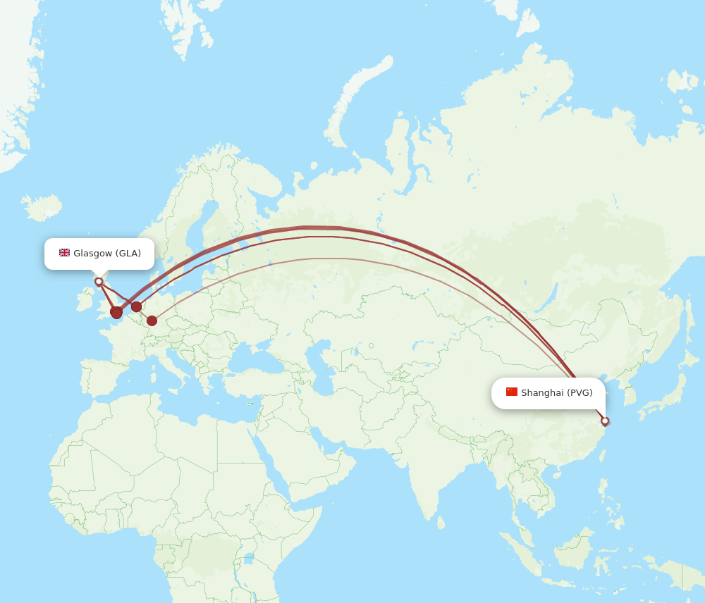 GLA-PVG flight routes