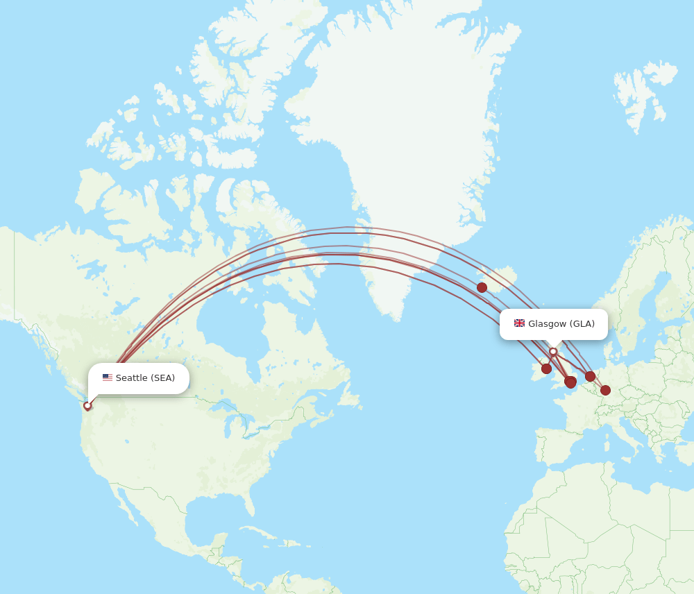 GLA-SEA flight routes