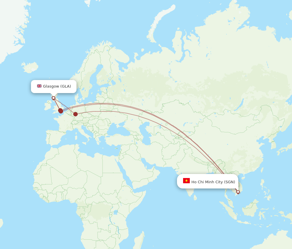 GLA-SGN flight routes