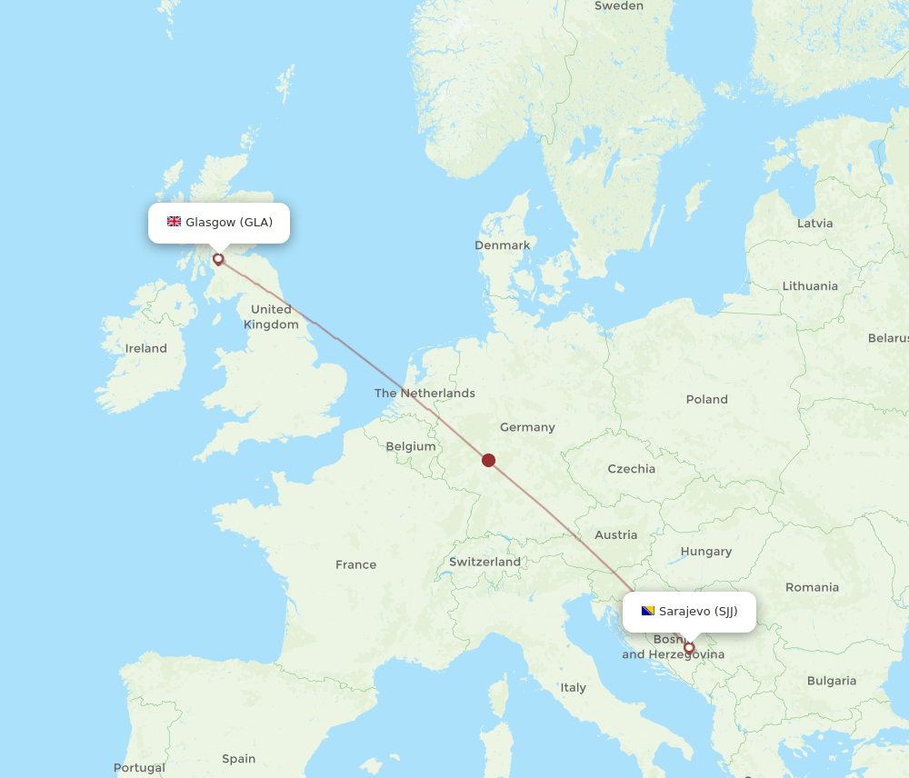 GLA-SJJ flight routes