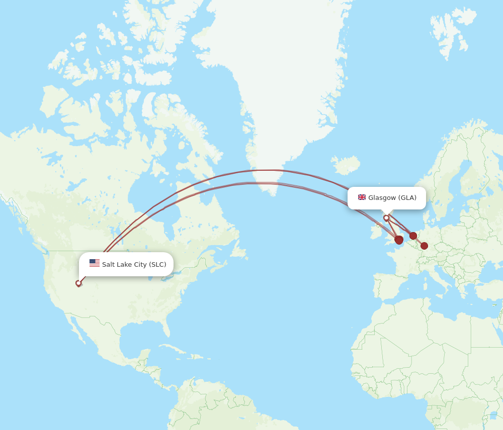 GLA to SLC flights and routes map
