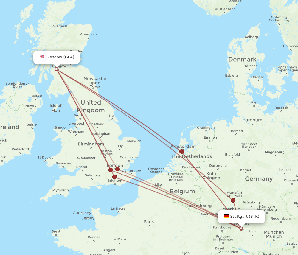 GLA to STR flights and routes map