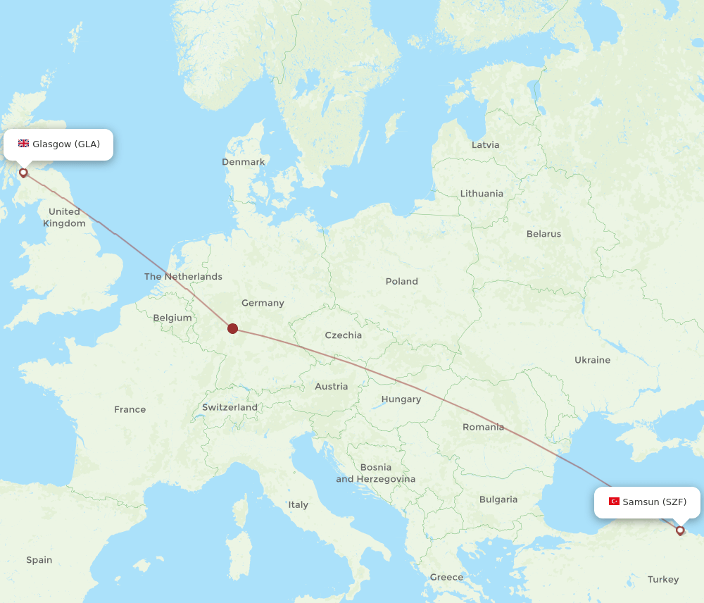 GLA-SZF flight routes