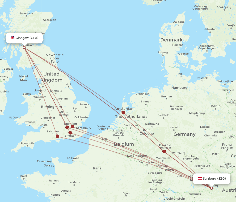 GLA-SZG flight routes