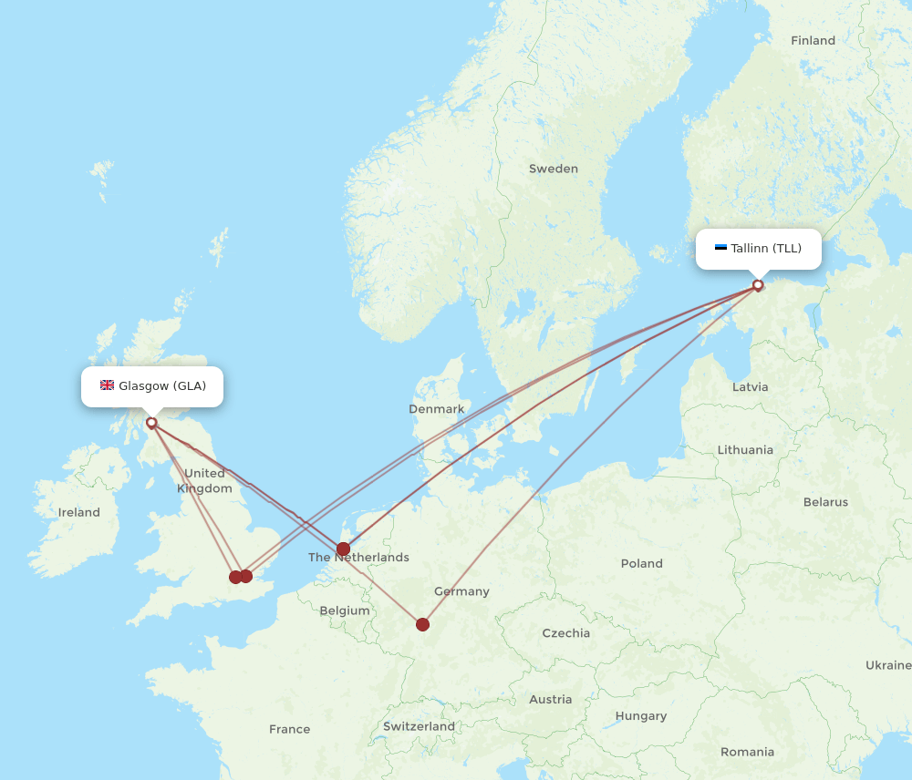 GLA-TLL flight routes
