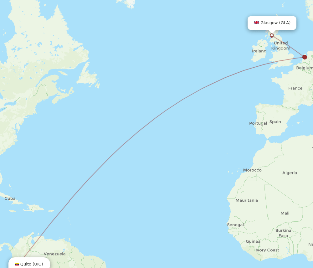 GLA-UIO flight routes