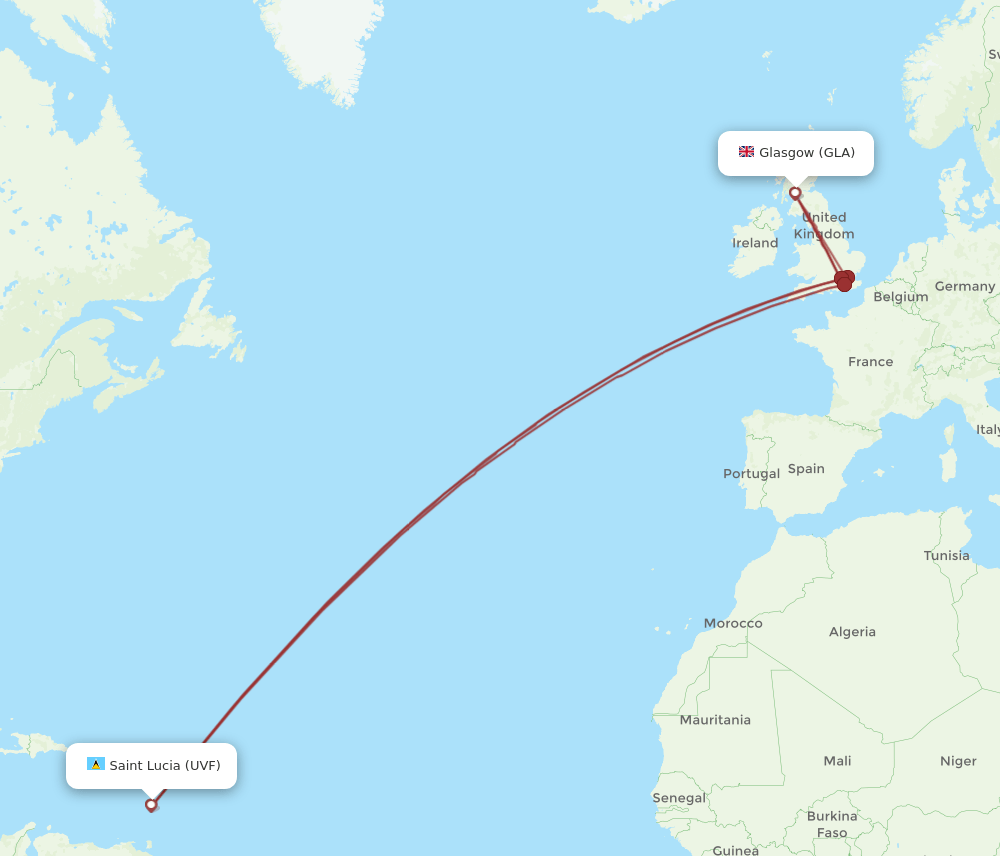 GLA-UVF flight routes
