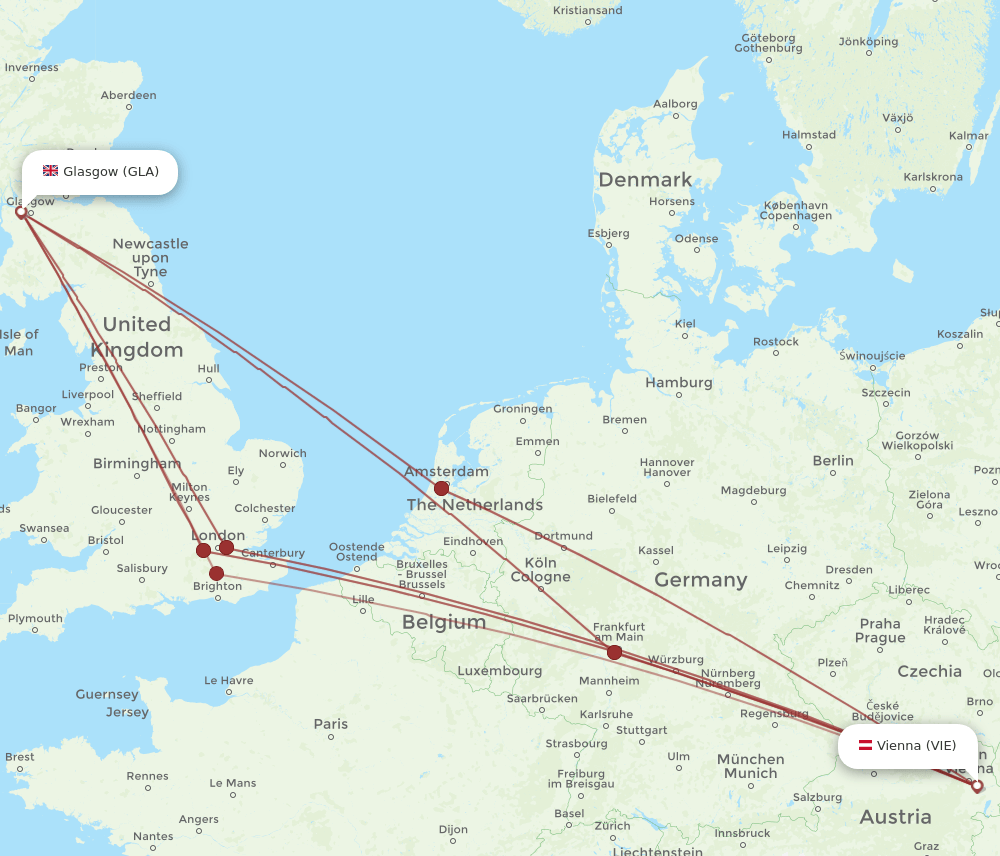 GLA-VIE flight routes